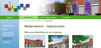 Detail van de website Bedrijfsunits Spectrum