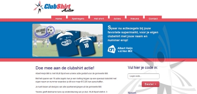 Detail van de website van Clubshirt Actie
