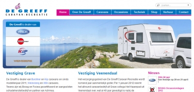 Detail van de Drupal website De Greeff Caravan en Recreatie