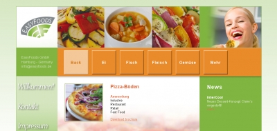 Detail van de website van Easyfoods