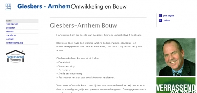 Detail van de website van Giesbers-Arnhem Bouw