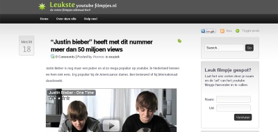 Detail van de website van LeuksteYoutubeFilmpjes