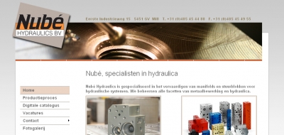 Detail van de website van Nubé Hydraulics