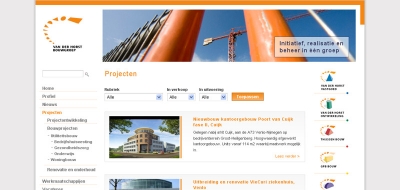 Detail van de website van Van der Horst Bouwgroep