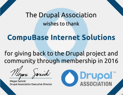 Compubase Drupal specialist Association Member 2016