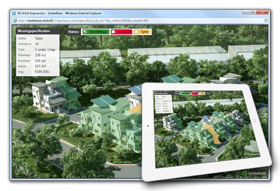 EstateBase screenshot nieuwbouw interactieve plattegrond