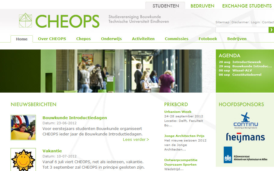 Detail van de Drupal website van CHEOPS