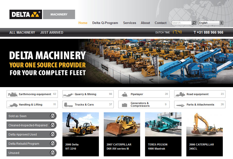 Detail van de Drupal website Delta Machinery