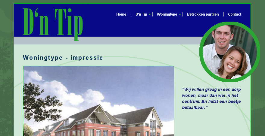 Detail van de website van nieuwbouwproject D'n Tip