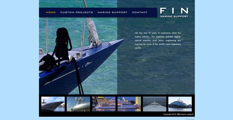 Detail van de website FIN Marine Support