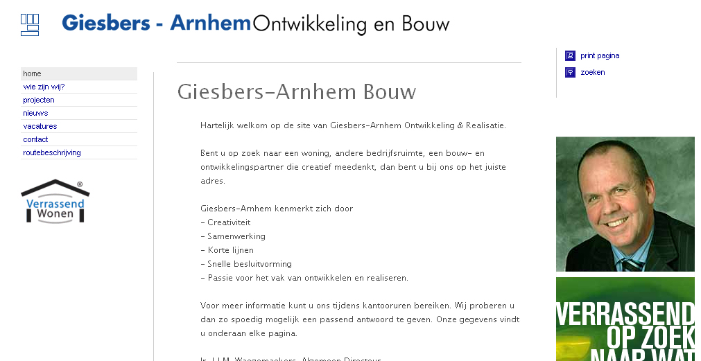Detail van de website van Giesbers-Arnhem Bouw
