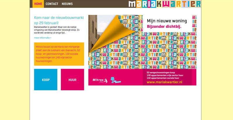 Detail van de website van Mariakwartier