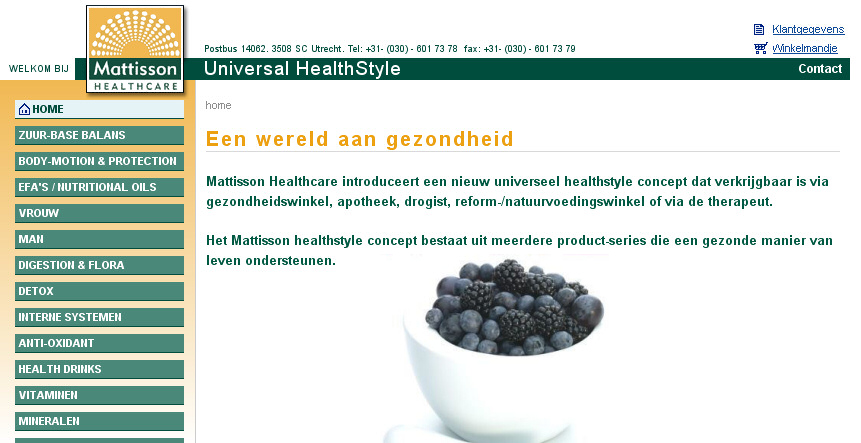 Detail van de website van Mattisson Healthcare