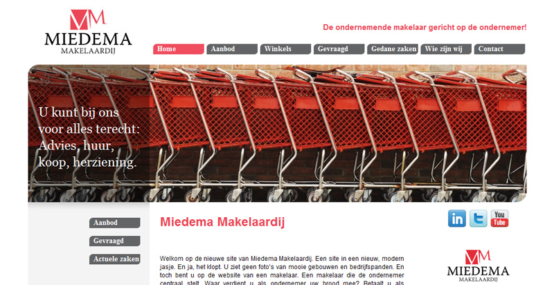 Detail van de Drupal website van Miedema Makelaardij