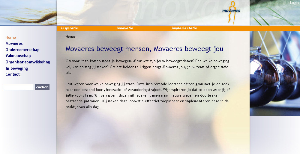 Detail van de website Movaeres