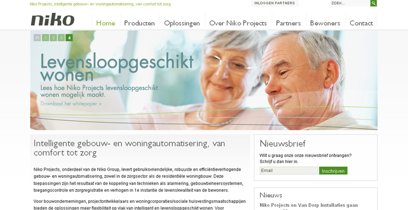 Detail van de website van Niko Projects