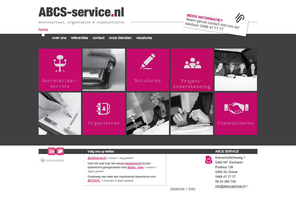 Screenshot Drupal website Abcs service Compubase