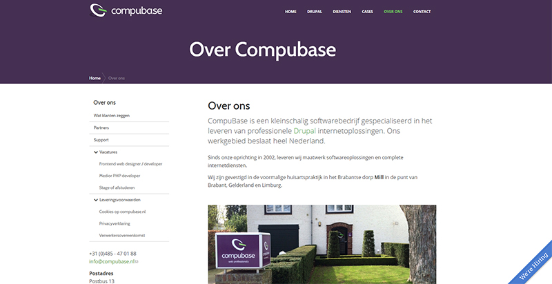 Detail van onze website CompuBase