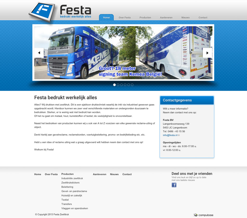 Screenshot Festa.nl multisite Drupal door Compubase