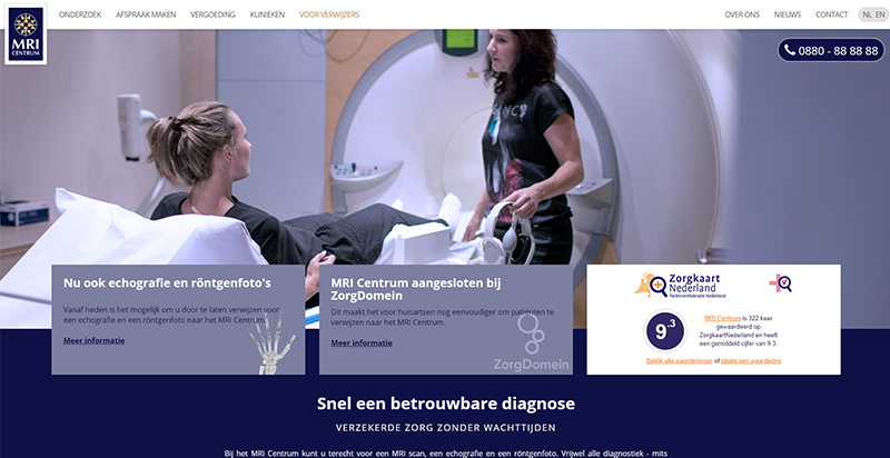Detail van de website MRI Centrum