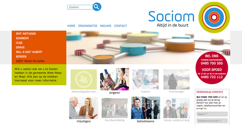 Sociom Drupal website in opdracht van Maek