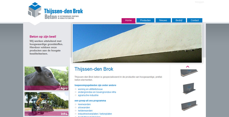 Detail van de website Thijssen-den Brok Beton