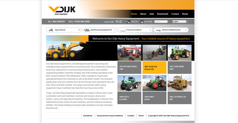 Detail van de Drupal website Van Dijk Heavy Equipment