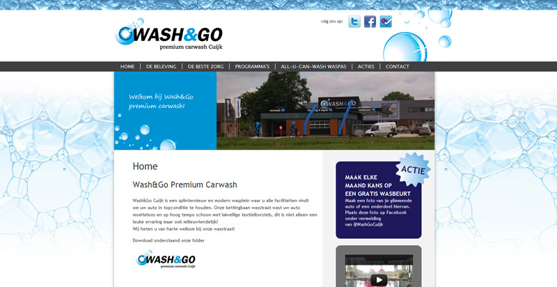 Detail van de Drupal website Wash & Go