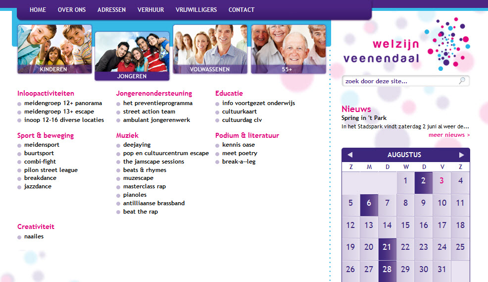 Detail van de Drupal website Welzijn Veenendaal