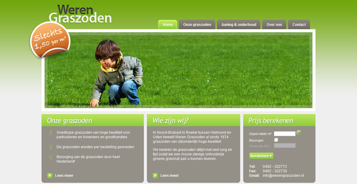 Detail van de website van Weren Graszoden