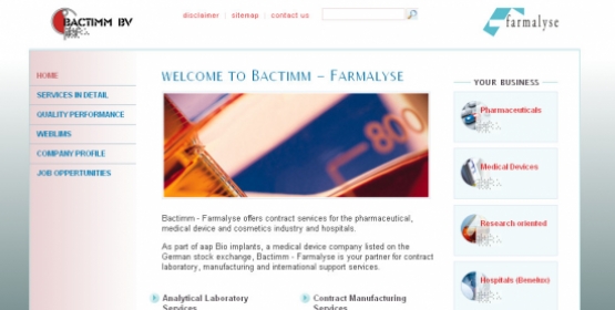 Detail van de website Bactimm - Farmalyse