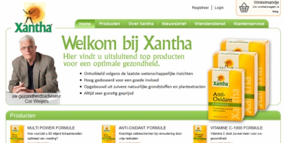 Detail van de Drupal Ubercart website Xantha Voedingssupplementen