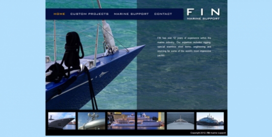 Detail van de website FIN Marine Support