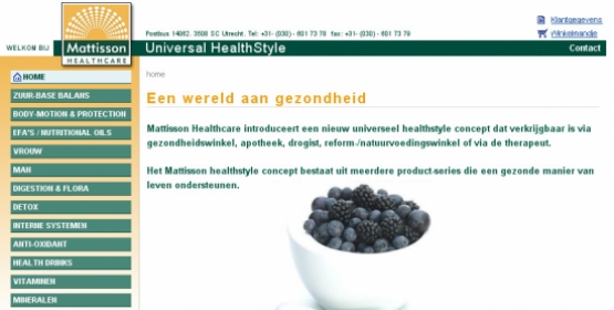 Detail van de website van Mattisson Healthcare