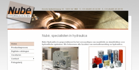 Detail van de website van Nubé Hydraulics