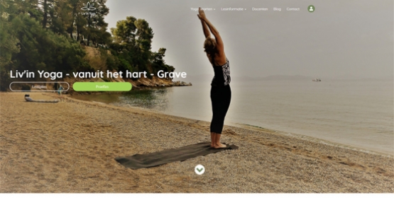 Detail van de website Liv'in Yoga