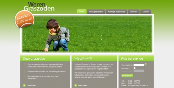 Detail van de website van Weren Graszoden